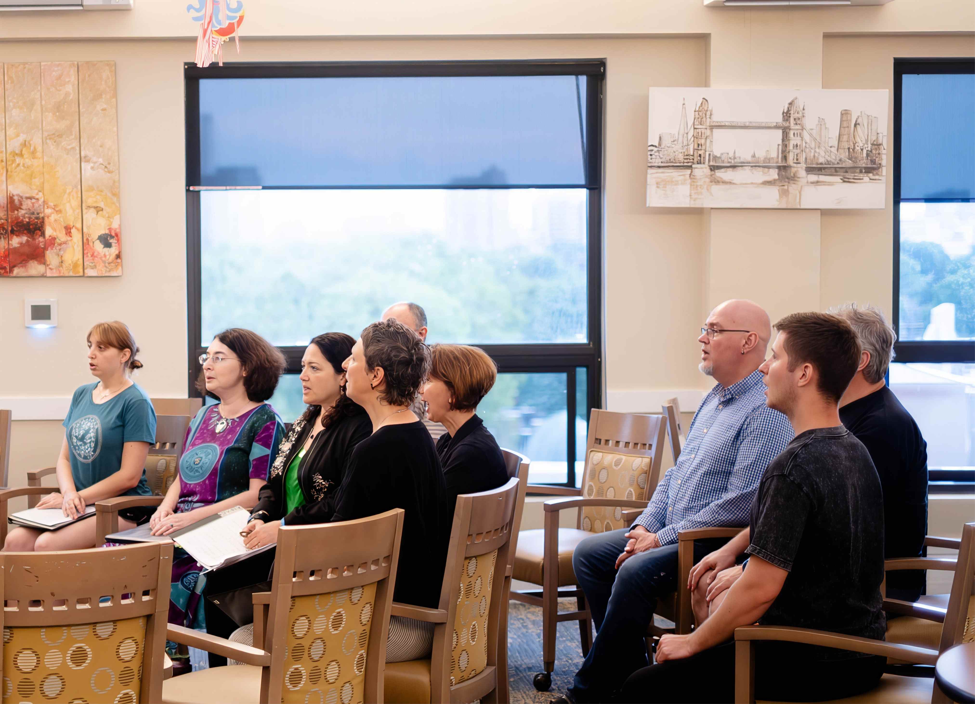 Choir members during rehearsal session